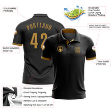 Laden Sie das Bild in den Galerie-Viewer, Uksn Individuelles Schwarz Altgold Golf-Funktions-Poloshirt
