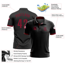 Laden Sie das Bild in den Galerie-Viewer, Uksn Individuelles Schwarz Karmesinrot Golf-Funktions-Poloshirt
