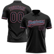 Laden Sie das Bild in den Galerie-Viewer, Uksn Individuelles Schwarz Schwarz Hellblau-Rot Vapor Golf Funktions-Poloshirt
