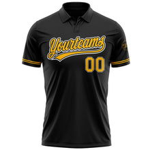 Laden Sie das Bild in den Galerie-Viewer, Uksn Individuelles Schwarz Gold-Weiß Vapor Golf Funktions-Poloshirt
