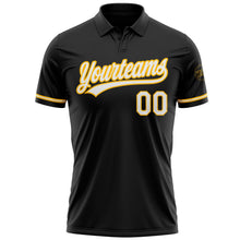 Laden Sie das Bild in den Galerie-Viewer, Uksn Individuelles Schwarz Weiß-Gold Vapor Golf Funktions-Poloshirt
