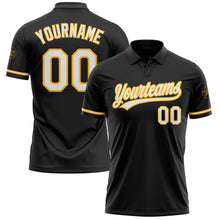 Laden Sie das Bild in den Galerie-Viewer, Uksn Individuelles Schwarz Weiß-Gold Vapor Golf Funktions-Poloshirt
