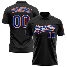 Laden Sie das Bild in den Galerie-Viewer, Uksn Individuelles Schwarz Royalblau-Orange Vapor Golf Funktions-Poloshirt
