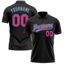 Laden Sie das Bild in den Galerie-Viewer, Uksn Individuelles Schwarz Pink-Hellblau Vapor Golf Funktions-Poloshirt
