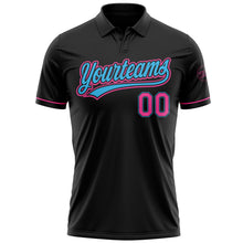 Laden Sie das Bild in den Galerie-Viewer, Uksn Individuelles Schwarz Pink-Himmelblau Vapor Golf Funktions-Poloshirt
