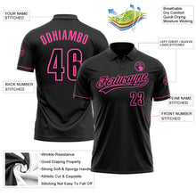 Laden Sie das Bild in den Galerie-Viewer, Uksn Individuelles Schwarz Schwarz-Pink Vapor Golf Funktions-Poloshirt
