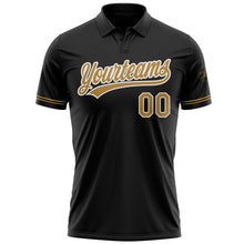 Laden Sie das Bild in den Galerie-Viewer, Uksn Individuelles Schwarz Altgold-Weiß Vapor Golf Funktions-Poloshirt
