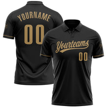 Laden Sie das Bild in den Galerie-Viewer, Uksn Individuelles Schwarz Altgold Vapor Golf Funktions-Poloshirt
