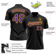 Laden Sie das Bild in den Galerie-Viewer, Uksn Individuelles Schwarz Violett-Gold Vapor Golf Funktions-Poloshirt
