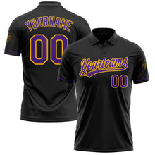 Laden Sie das Bild in den Galerie-Viewer, Uksn Individuelles Schwarz Violett-Gold Vapor Golf Funktions-Poloshirt
