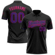 Laden Sie das Bild in den Galerie-Viewer, Uksn Individuelles Schwarz Violett-Hot Pink Vapor Golf Funktions-Poloshirt
