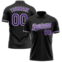 Laden Sie das Bild in den Galerie-Viewer, Uksn Individuelles Schwarz Violett-Weiß Vapor Golf Funktions-Poloshirt
