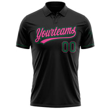 Laden Sie das Bild in den Galerie-Viewer, Uksn Individuelles Schwarz Kelly-Grün-Pink Vapor Golf Funktions-Poloshirt
