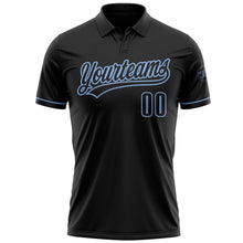 Laden Sie das Bild in den Galerie-Viewer, Uksn Individuelles Schwarz Schwarz-Hellblau Vapor Golf Funktions-Poloshirt
