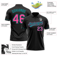 Laden Sie das Bild in den Galerie-Viewer, Uksn Individuelles Schwarz Pink-Petrol Vapor Golf Funktions-Poloshirt
