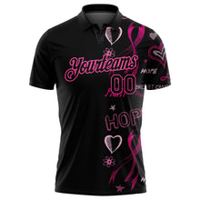 Laden Sie das Bild in den Galerie-Viewer, Uksn Individuelles Schwarz Pink 3D Pink Ribbon Brustkrebsbewusstseinsmonat Gesundheitsfürsorge für Frauen Unterstützung Golf-Funktions-Poloshirt
