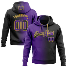 Laden Sie das Bild in den Galerie-Viewer, Uksn Individuelles Bestickt Schwarz Violett-Altgold Farbverlauf Mode Sport Pullover Sweatshirt Hoodie
