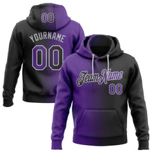 Laden Sie das Bild in den Galerie-Viewer, Uksn Individuelles Bestickt Schwarz Violett-Grau Farbverlauf Mode Sport Pullover Sweatshirt Hoodie
