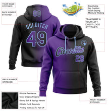 Laden Sie das Bild in den Galerie-Viewer, Uksn Individuelles Bestickt Schwarz Violett-Hellblau Farbverlauf Mode Sport Pullover Sweatshirt Hoodie
