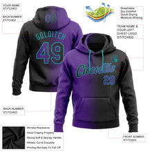 Laden Sie das Bild in den Galerie-Viewer, Uksn Individuelles Bestickt Schwarz Violett-Petrol Farbverlauf Mode Sport Pullover Sweatshirt Hoodie
