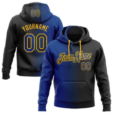 Laden Sie das Bild in den Galerie-Viewer, Uksn Individuelles Bestickt Schwarz Royalblau-Gold Farbverlauf Mode Sport Pullover Sweatshirt Hoodie
