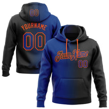 Laden Sie das Bild in den Galerie-Viewer, Uksn Individuelles Bestickt Schwarz Royalblau-Orange Farbverlauf Mode Sport Pullover Sweatshirt Hoodie
