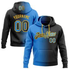 Laden Sie das Bild in den Galerie-Viewer, Uksn Individuelles Bestickt Schwarz Puderblau-Gold Farbverlauf Mode Sport Pullover Sweatshirt Hoodie
