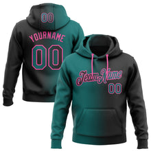 Laden Sie das Bild in den Galerie-Viewer, Uksn Individuelles Bestickt Schwarz Petrol-Pink Farbverlauf Mode Sport Pullover Sweatshirt Hoodie
