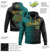Laden Sie das Bild in den Galerie-Viewer, Uksn Individuelles Bestickt Schwarz Petrol-Gold Farbverlauf Mode Sport Pullover Sweatshirt Hoodie
