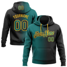 Laden Sie das Bild in den Galerie-Viewer, Uksn Individuelles Bestickt Schwarz Petrol-Gold Farbverlauf Mode Sport Pullover Sweatshirt Hoodie
