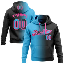 Laden Sie das Bild in den Galerie-Viewer, Uksn Individuelles Bestickt Schwarz Himmelblau-Pink Farbverlauf Mode Sport Pullover Sweatshirt Hoodie
