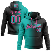 Laden Sie das Bild in den Galerie-Viewer, Uksn Individuelles Bestickt Schwarz Aqua-Pink Farbverlauf Mode Sport Pullover Sweatshirt Hoodie
