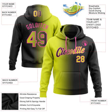 Laden Sie das Bild in den Galerie-Viewer, Uksn Individuelles Bestickt Schwarz Neongelb-Pink Farbverlauf Mode Sport Pullover Sweatshirt Hoodie
