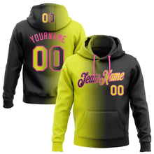 Laden Sie das Bild in den Galerie-Viewer, Uksn Individuelles Bestickt Schwarz Neongelb-Pink Farbverlauf Mode Sport Pullover Sweatshirt Hoodie
