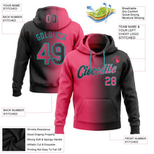 Laden Sie das Bild in den Galerie-Viewer, Uksn Individuelles Bestickt Schwarz Neonpink-Petrol Farbverlauf Mode Sport Pullover Sweatshirt Hoodie
