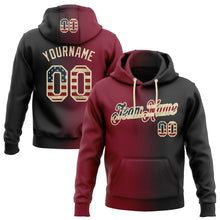 Laden Sie das Bild in den Galerie-Viewer, Uksn Individuelles Bestickt Schwarz Vintage USA Flagge Karmesinrot-City-Creme Farbverlauf Mode Sport Pullover Sweatshirt Hoodie
