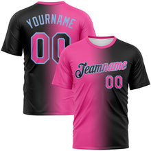 Laden Sie das Bild in den Galerie-Viewer, Uksn Individuelles Schwarz Pink-Hellblau Farbverlauf Fashion Funktions-T-Shirt
