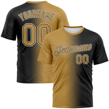 Laden Sie das Bild in den Galerie-Viewer, Uksn Individuelles Schwarz Altgold-Weiß Farbverlauf Fashion Funktions-T-Shirt

