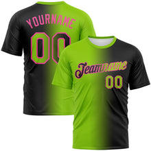 Laden Sie das Bild in den Galerie-Viewer, Uksn Individuelles Schwarz Neongrün-Pink Farbverlauf Fashion Funktions-T-Shirt
