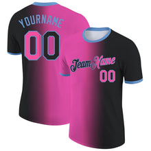 Laden Sie das Bild in den Galerie-Viewer, Uksn Individuelles Schwarz Pink-Hellblau Farbverlauf Fashion Funktions-T-Shirt
