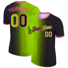 Laden Sie das Bild in den Galerie-Viewer, Uksn Individuelles Schwarz Neongrün-Pink Farbverlauf Fashion Funktions-T-Shirt
