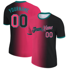 Laden Sie das Bild in den Galerie-Viewer, Uksn Individuelles Schwarz Neonpink-Petrol Farbverlauf Fashion Funktions-T-Shirt
