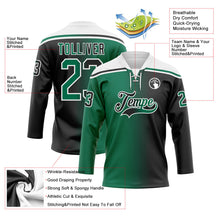 Laden Sie das Bild in den Galerie-Viewer, Uksn Individuelles Schwarz Kelly-Grün-Weiß Verlaufsdesign Eishockey-Trikot mit Schnürkragen

