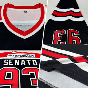 Uksn Individuelles Schwarz Rot-Weiß Eishockey-Trikot