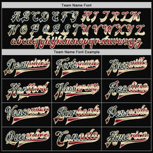 Laden Sie das Bild in den Galerie-Viewer, Uksn Individuelles Bomberjacke in Schwarz-Creme mit Vintage-USA-Flagge, Druckknopfleiste und Varsity-Letterman-Stil
