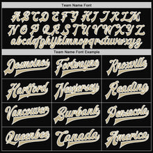 Laden Sie das Bild in den Galerie-Viewer, Uksn Individuelles Bomberjacke in Schwarz-Vegas-Gold-Weiß mit Druckknopfleiste und Varsity-Letterman-Stil
