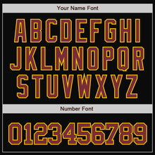 Laden Sie das Bild in den Galerie-Viewer, Uksn Individuelles Bomberjacke in Schwarz-Burgundrot-Gold mit Druckknopfleiste und Varsity-Letterman-Stil

