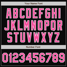 Laden Sie das Bild in den Galerie-Viewer, Uksn Individuelles Bomberjacke in Schwarz-Pink-Weiß mit Druckknopfleiste und Varsity-Letterman-Stil
