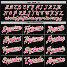 Laden Sie das Bild in den Galerie-Viewer, Uksn Individuelles Bomberjacke in Schwarz-Pink-Neongrün mit Druckknopfleiste und Varsity-Letterman-Stil
