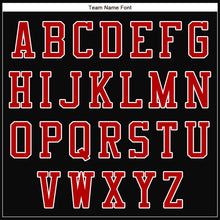 Laden Sie das Bild in den Galerie-Viewer, Uksn Individuelles Bomberjacke in Schwarz-Rot-Weiß mit Druckknopfleiste und Varsity-Letterman-Stil
